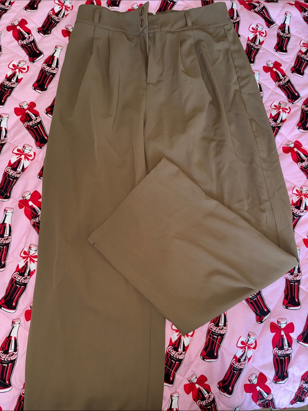 HALARA Olive Green Pleated Wide-Leg Pants